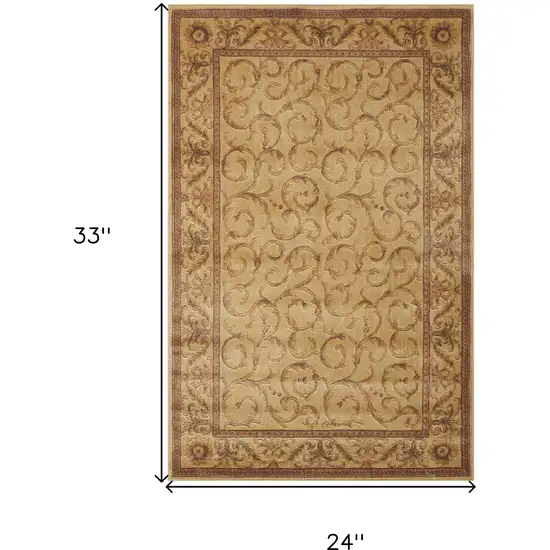 Ivory And Gold Floral Non Skid Area Rug Photo 3