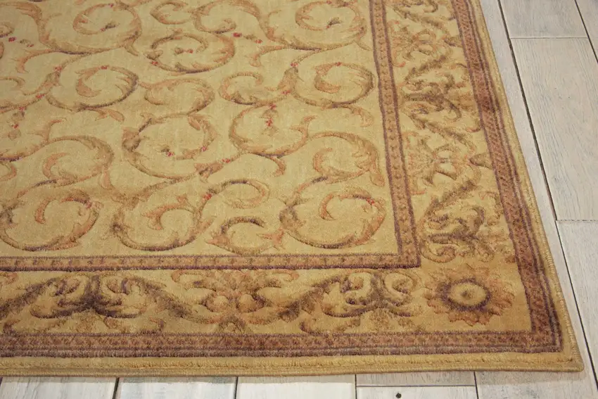 Ivory And Gold Floral Non Skid Area Rug Photo 8