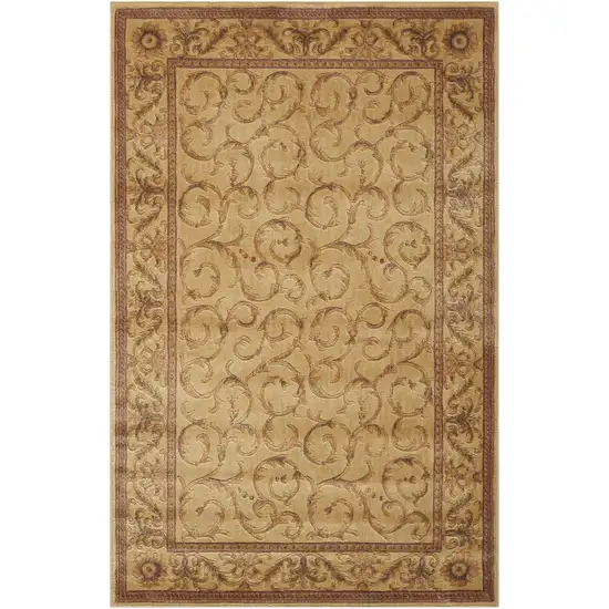 Ivory And Gold Floral Non Skid Area Rug Photo 2