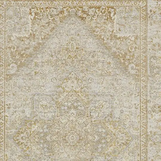 Gold And Ivory Floral Medallion Area Rug Photo 5