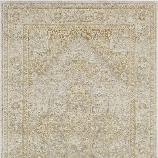 Gold And Ivory Floral Medallion Area Rug Photo 6