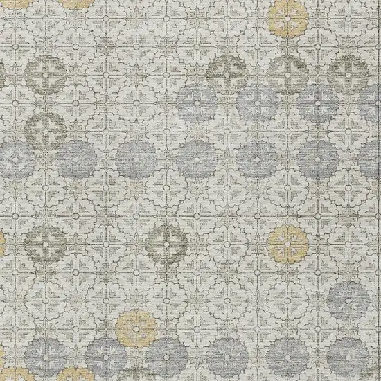 Ivory And Gold Geometric Washable Indoor Outdoor Area Rug Photo 3