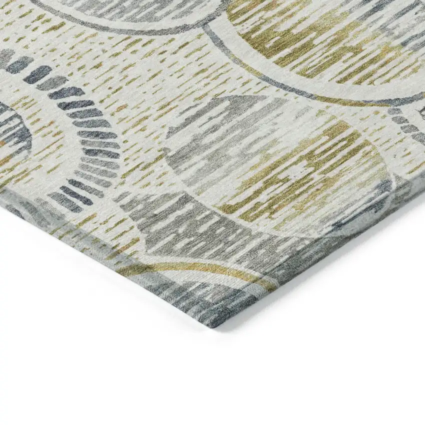 Ivory And Gold Geometric Washable Indoor Outdoor Area Rug Photo 4