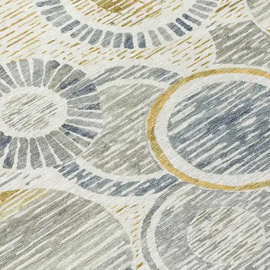 Ivory And Gold Geometric Washable Indoor Outdoor Area Rug Photo 6