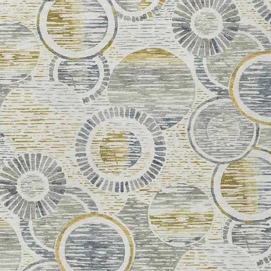 Ivory And Gold Geometric Washable Indoor Outdoor Area Rug Photo 5