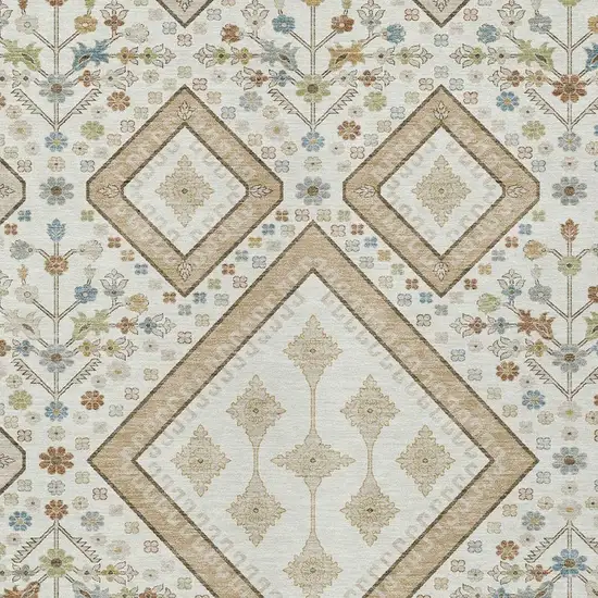 Ivory And Gold Medallion Washable Indoor Outdoor Area Rug Photo 2