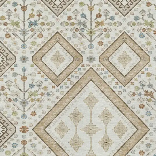 Ivory And Gold Medallion Washable Indoor Outdoor Area Rug Photo 2