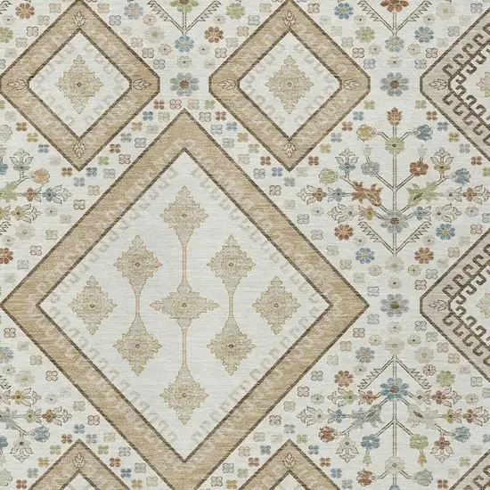 Ivory And Gold Medallion Washable Indoor Outdoor Area Rug Photo 2