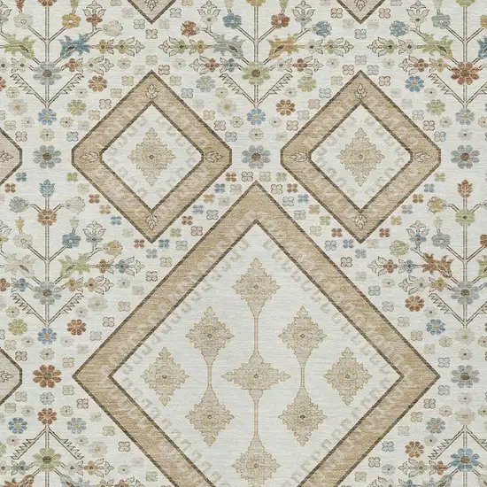 Ivory And Gold Medallion Washable Indoor Outdoor Area Rug Photo 2