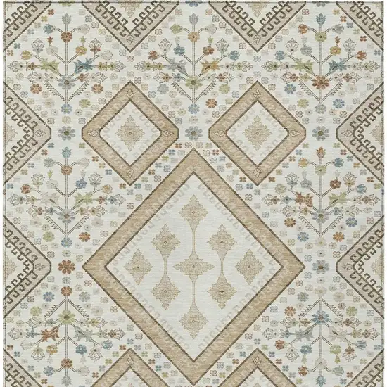 Ivory And Gold Medallion Washable Indoor Outdoor Area Rug Photo 3