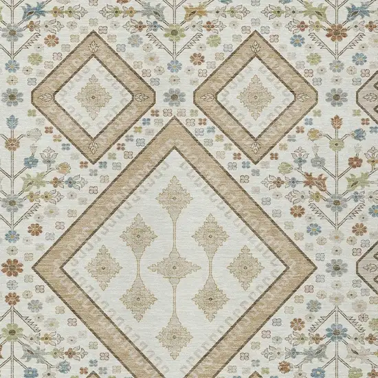 Ivory And Gold Medallion Washable Indoor Outdoor Area Rug Photo 2