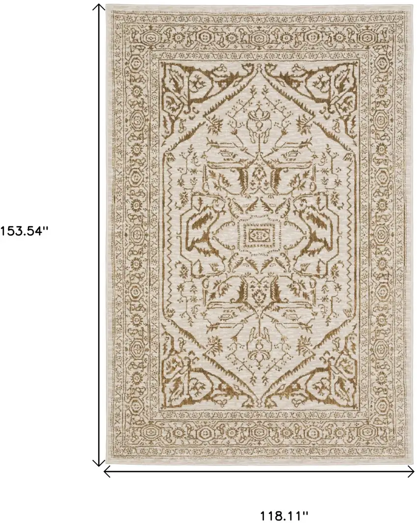 Ivory And Gold Oriental Area Rug Photo 3