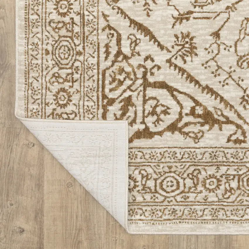 Ivory And Gold Oriental Area Rug Photo 9