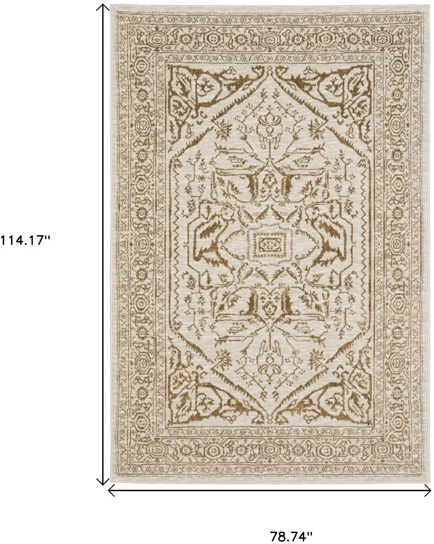 Ivory And Gold Oriental Area Rug Photo 3