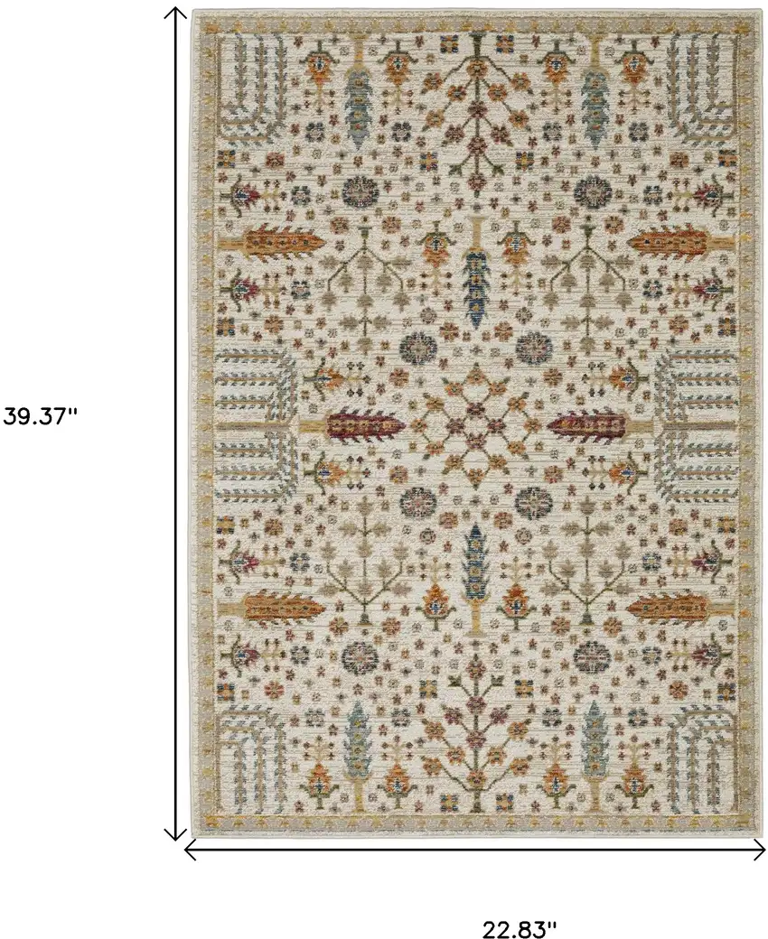 Ivory And Gold Oriental Area Rug Photo 3