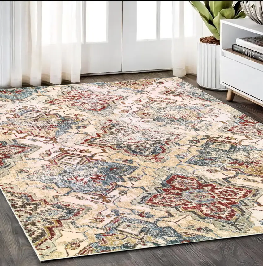 Ivory And Gold Oriental Area Rug Photo 1