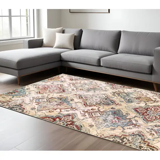 Ivory And Gold Oriental Area Rug Photo 1