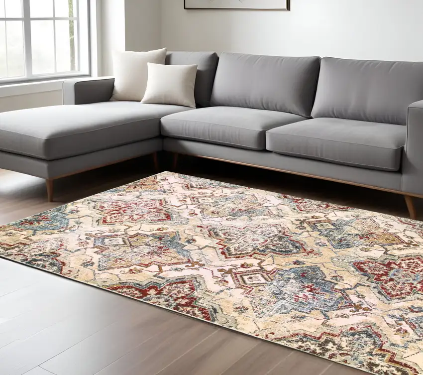 Ivory And Gold Oriental Area Rug Photo 1