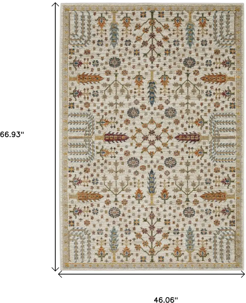 Ivory And Gold Oriental Area Rug Photo 3