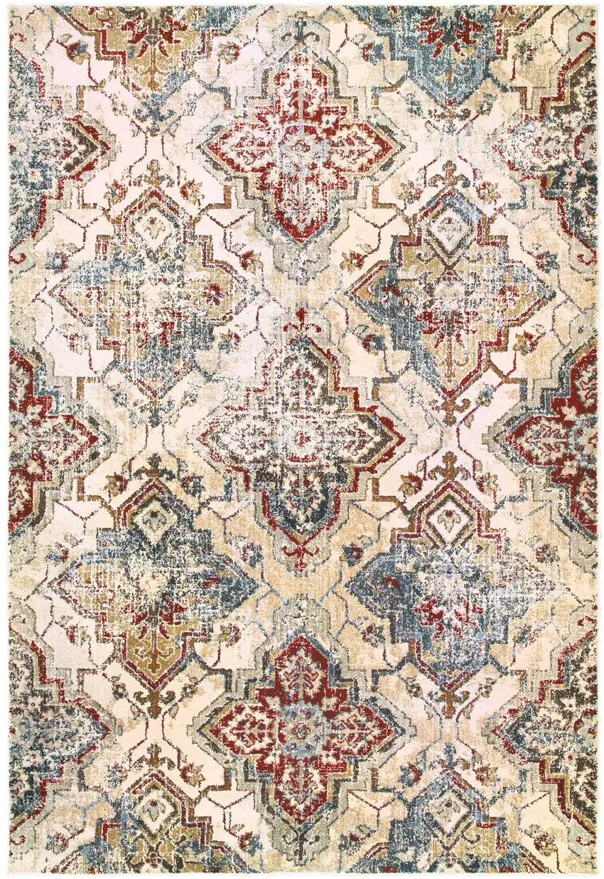 Ivory And Gold Oriental Area Rug Photo 4