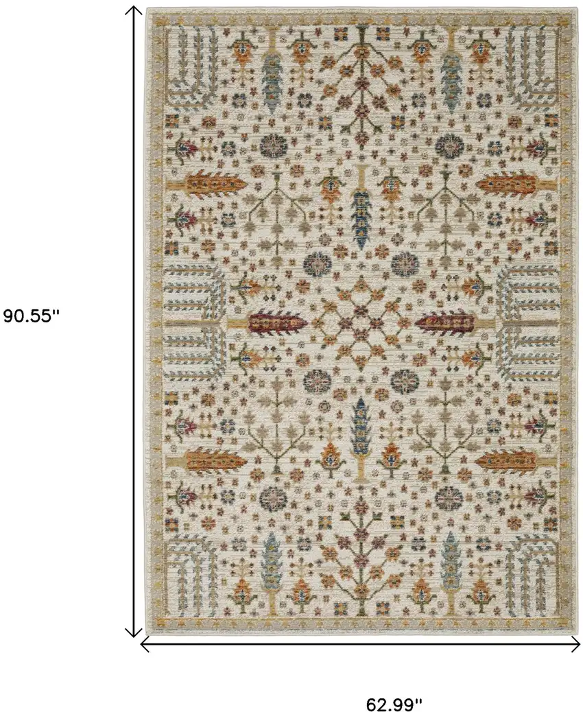 Ivory And Gold Oriental Area Rug Photo 3