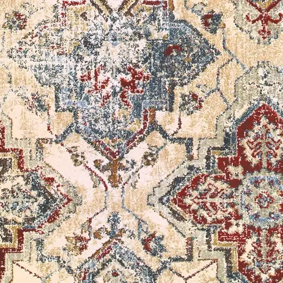 Ivory And Gold Oriental Distressed Area Rug Photo 5