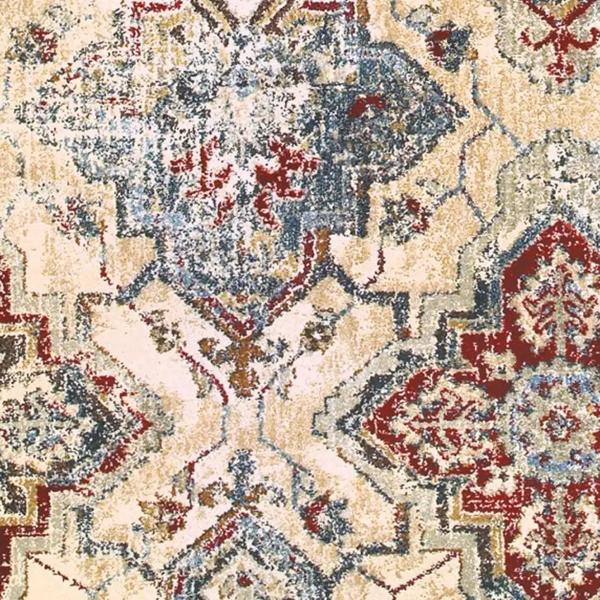Ivory And Gold Oriental Distressed Area Rug Photo 5