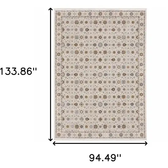 Ivory And Gold Oriental Power Loom Stain Resistant Area Rug With Fringe Photo 3