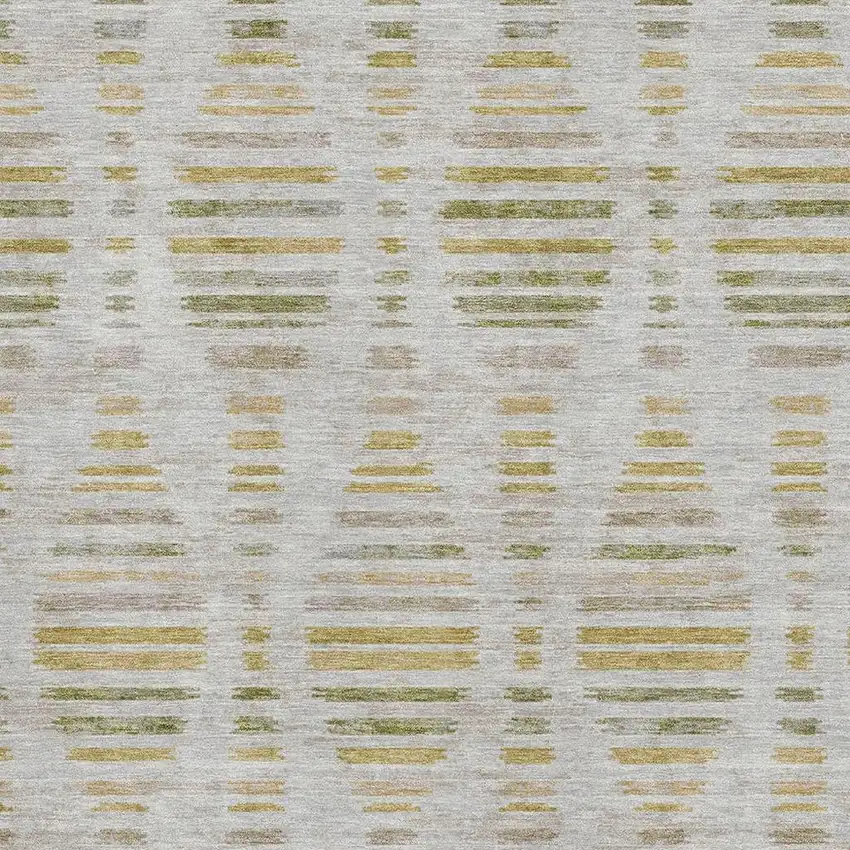 Ivory And Gold Striped Washable Area Rug With UV Protection Photo 3