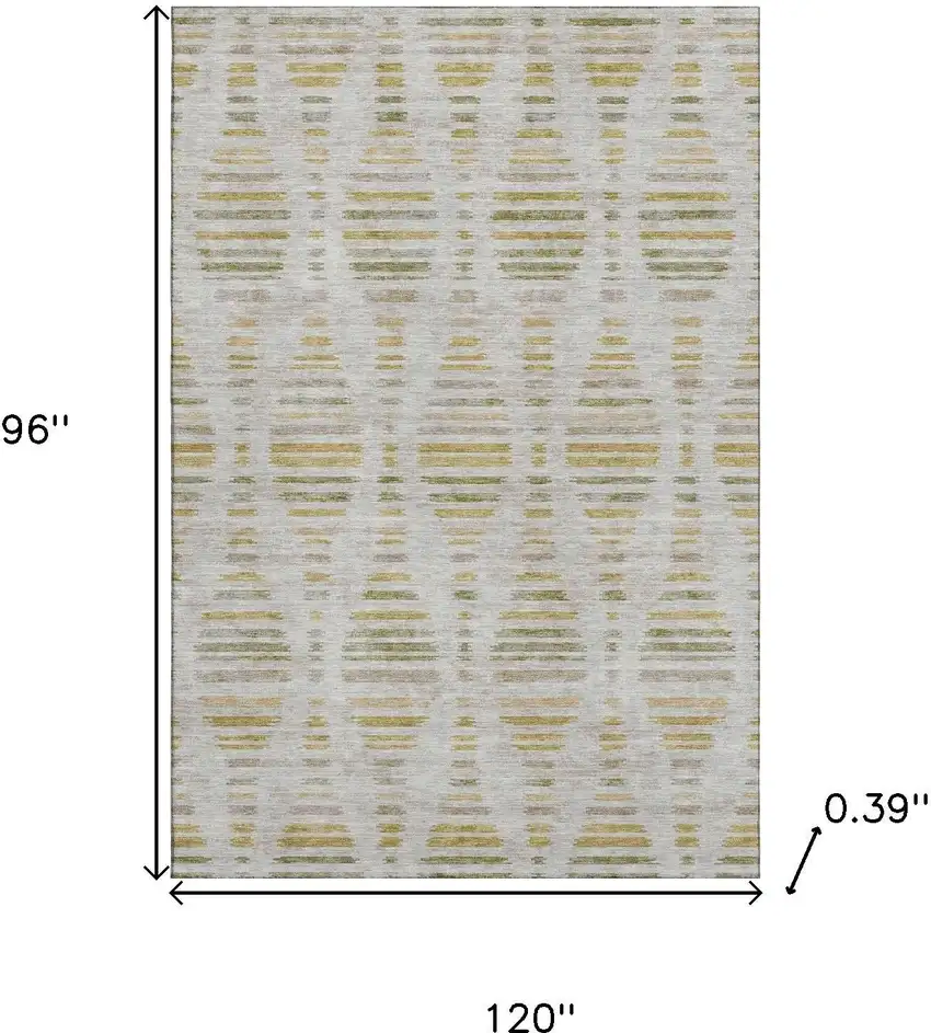 Ivory And Gold Striped Washable Area Rug With UV Protection Photo 8