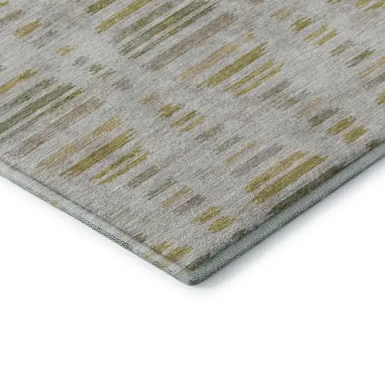 Ivory And Gold Striped Washable Area Rug With UV Protection Photo 6