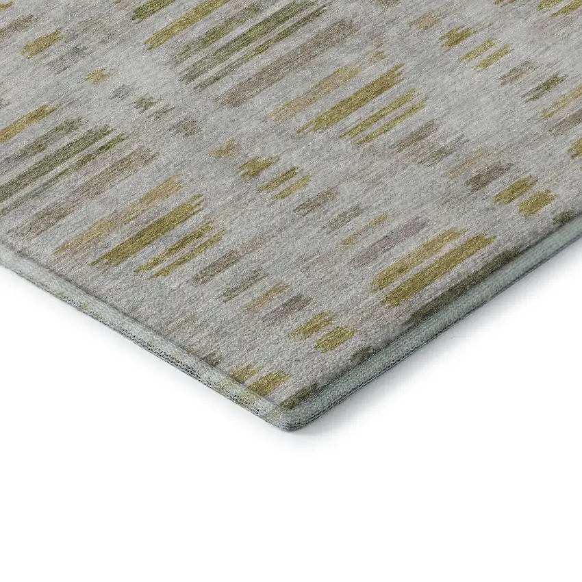 Ivory And Gold Striped Washable Area Rug With UV Protection Photo 6