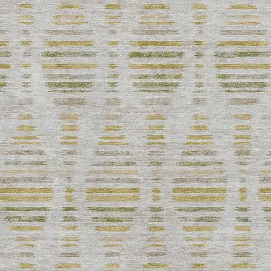 Ivory And Gold Striped Washable Area Rug With UV Protection Photo 3