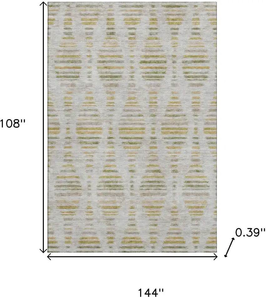 Ivory And Gold Striped Washable Area Rug With UV Protection Photo 9