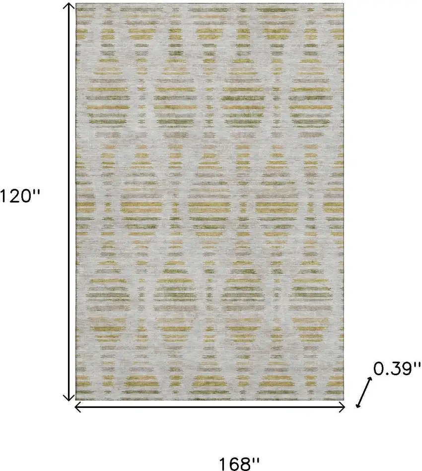 Ivory And Gold Striped Washable Area Rug With UV Protection Photo 9