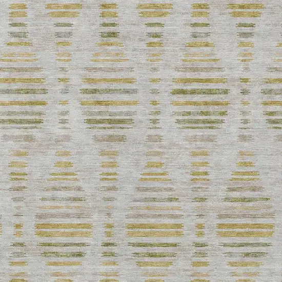 Ivory And Gold Striped Washable Indoor Outdoor Area Rug Photo 3