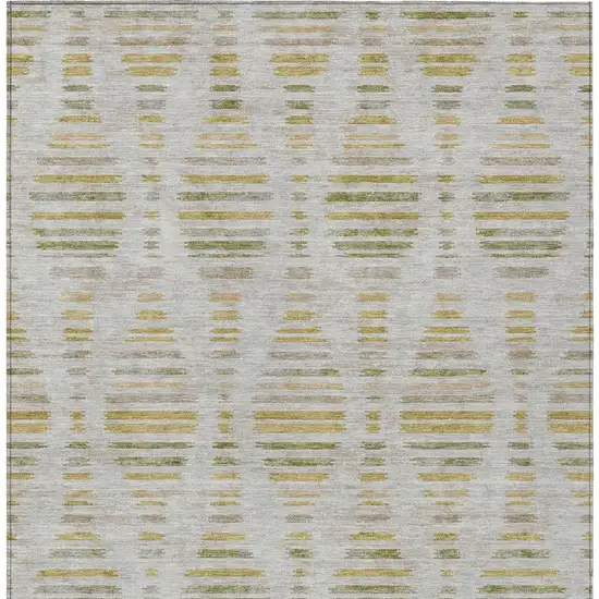 Ivory And Gold Striped Washable Indoor Outdoor Area Rug Photo 4