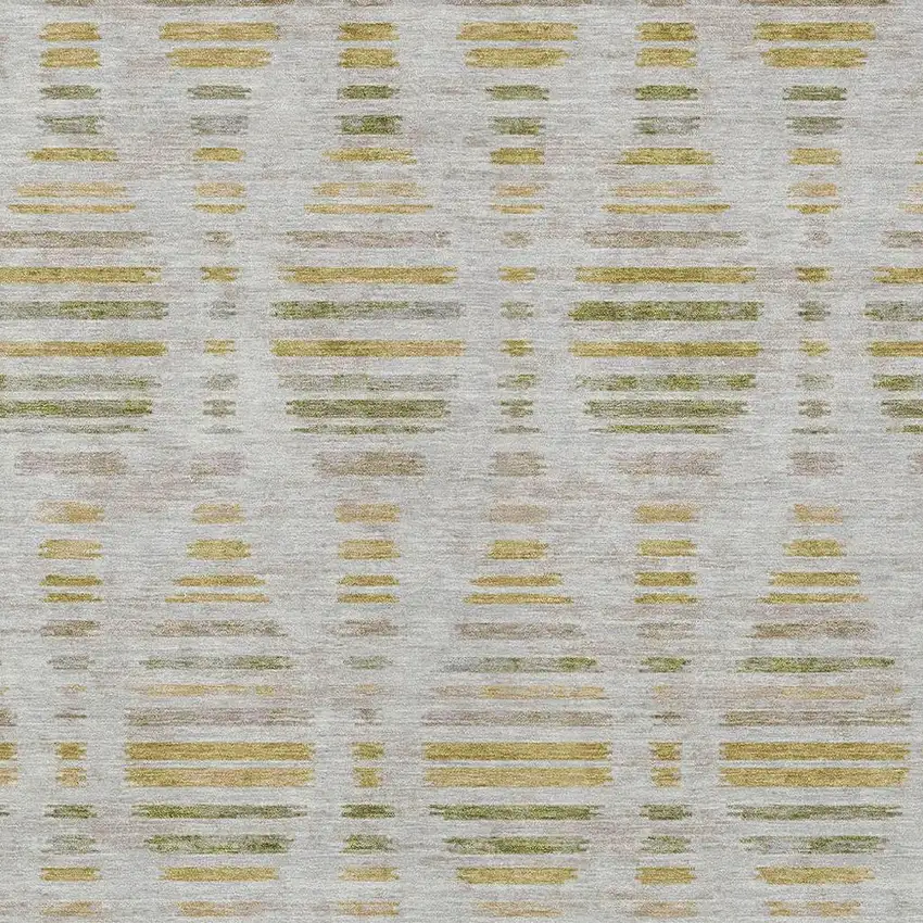 Ivory And Gold Striped Washable Indoor Outdoor Area Rug Photo 3