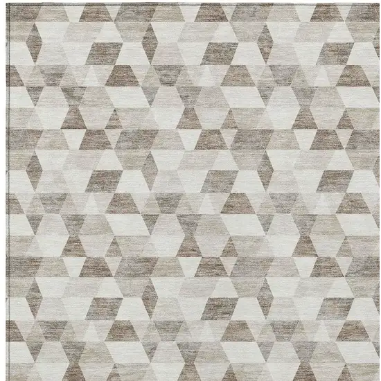 Ivory And Graphite Geometric Washable Indoor Outdoor Area Rug Photo 5