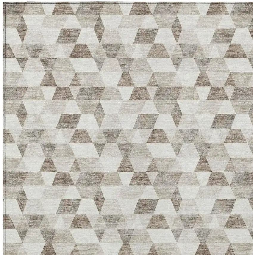 Ivory And Graphite Geometric Washable Indoor Outdoor Area Rug Photo 5