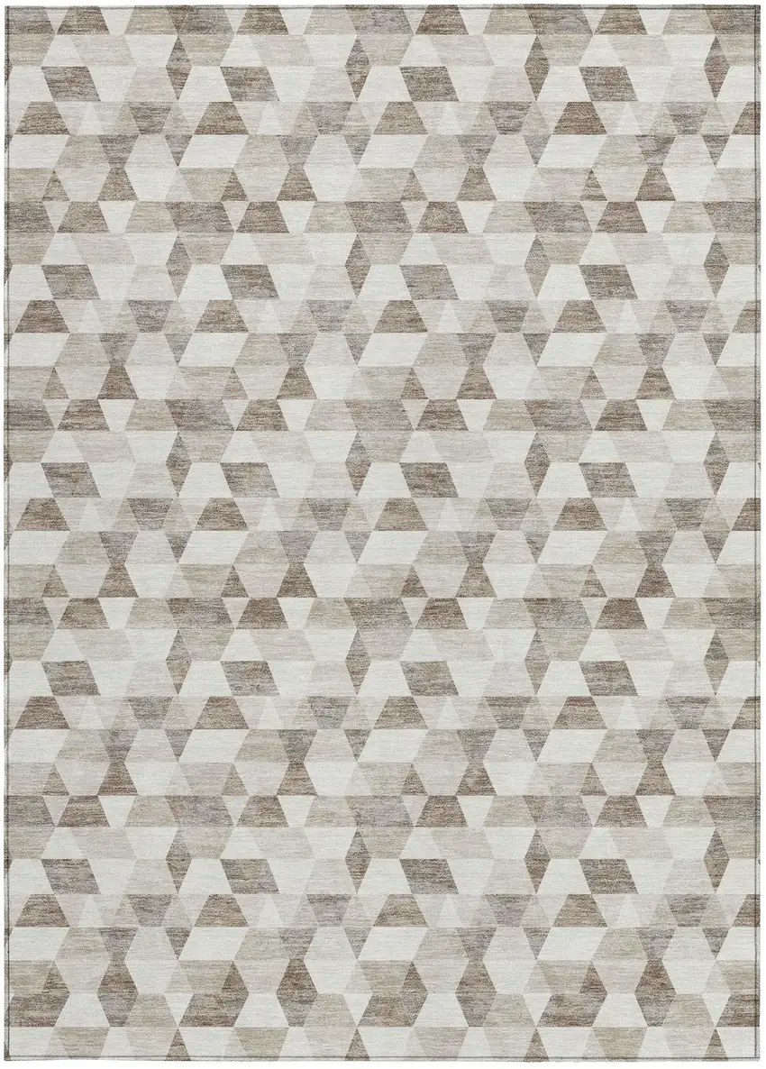 Ivory And Graphite Geometric Washable Indoor Outdoor Area Rug Photo 4
