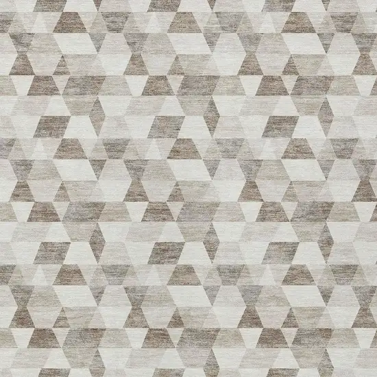 Ivory And Graphite Geometric Washable Indoor Outdoor Area Rug Photo 3