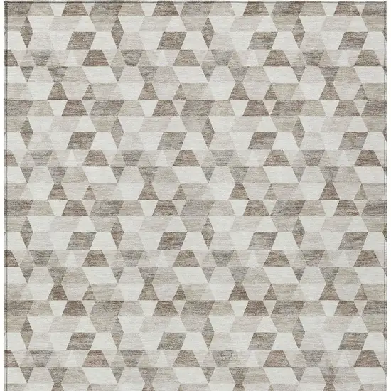 Ivory And Graphite Geometric Washable Indoor Outdoor Area Rug Photo 6