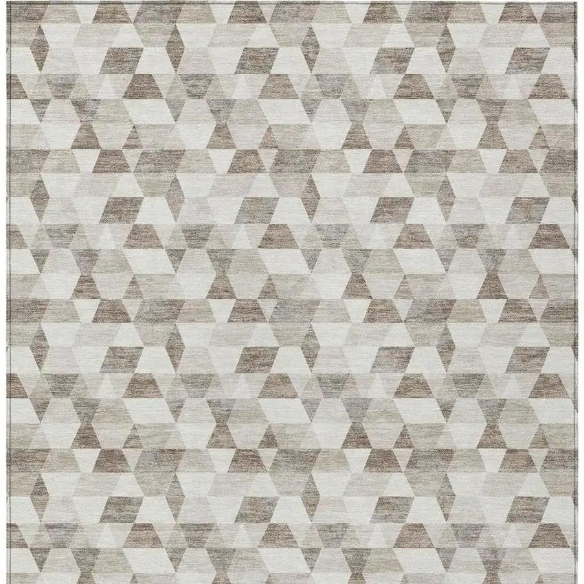 Ivory And Graphite Geometric Washable Indoor Outdoor Area Rug Photo 6