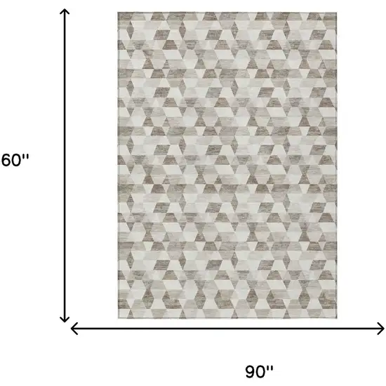 Ivory And Graphite Geometric Washable Indoor Outdoor Area Rug Photo 9