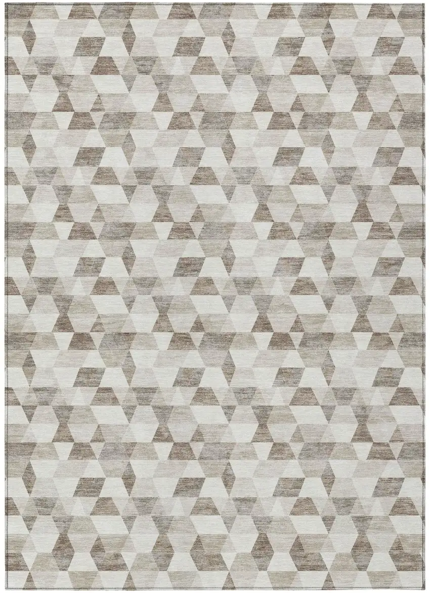 Ivory And Graphite Geometric Washable Indoor Outdoor Area Rug Photo 2