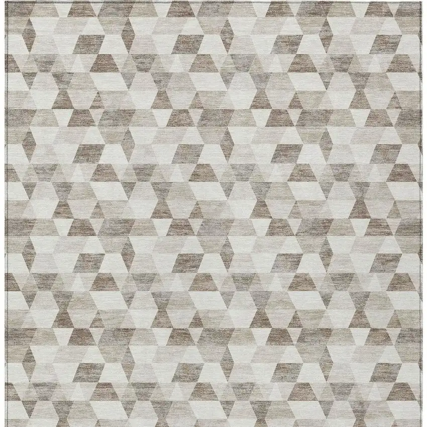 Ivory And Graphite Geometric Washable Indoor Outdoor Area Rug Photo 4