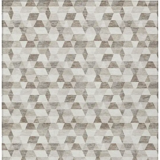 Ivory And Graphite Geometric Washable Indoor Outdoor Area Rug Photo 4