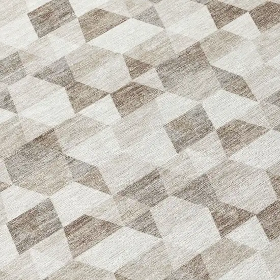 Ivory And Graphite Geometric Washable Indoor Outdoor Area Rug Photo 8