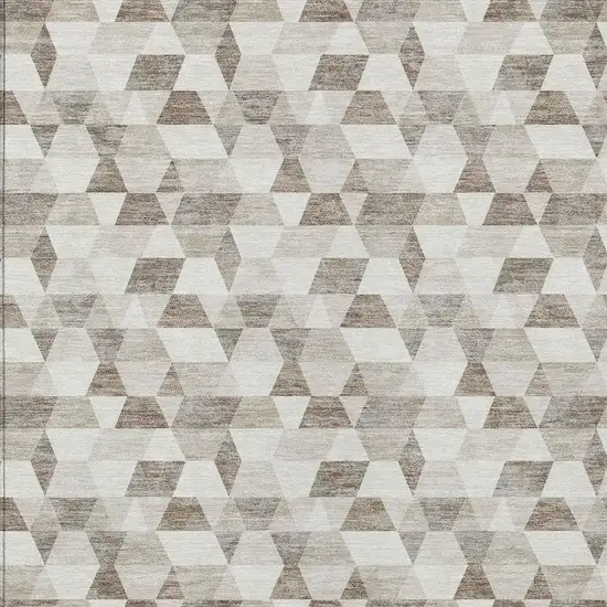 Ivory And Graphite Geometric Washable Indoor Outdoor Area Rug Photo 5
